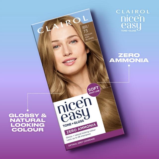 Clairol Nice'N Easy Tone+Gloss Medium Ash Blonde 811/73 Semi Permanent Hair Dye - gallery image 6