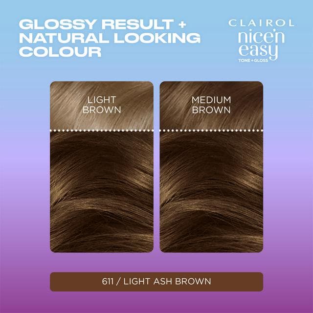 Clairol Nice'N Easy Tone+Gloss Light Ash Brown 611/75 Semi Permanent Hair Dye - gallery image 2