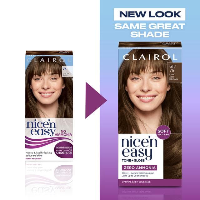 Clairol Nice'N Easy Tone+Gloss Light Ash Brown 611/75 Semi Permanent Hair Dye - gallery image 5