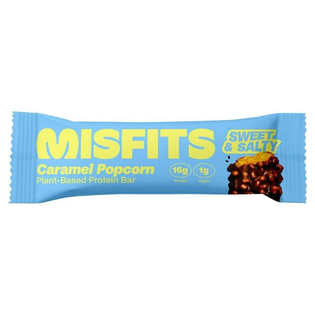 Misfits Caramel Popcorn Flavour Plant Based Protein Bar 50g - gallery image 1
