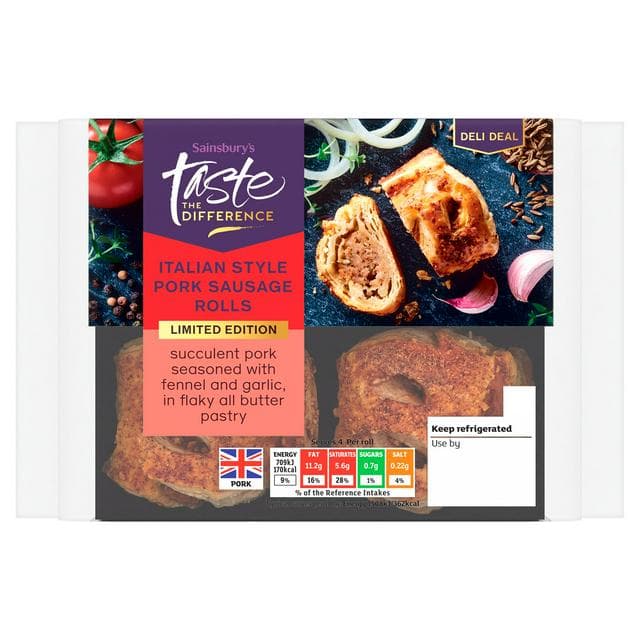 Sainsbury's 188g Italian Style Pork Sausage Rolls, Taste the Difference - gallery image 1