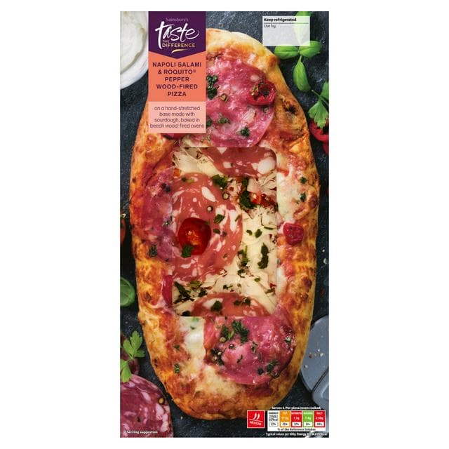 Sainsbury's Napoli Salami & Roquito Pepper Wood Fired Pizza, Taste the Difference 213g - gallery image 1