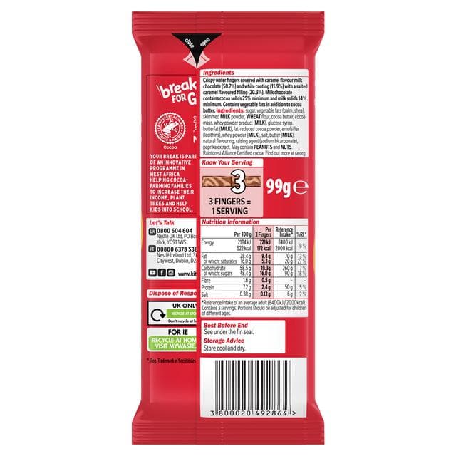 KitKat Salted Caramel Chocolate Sharing Bar 99g - gallery image 3