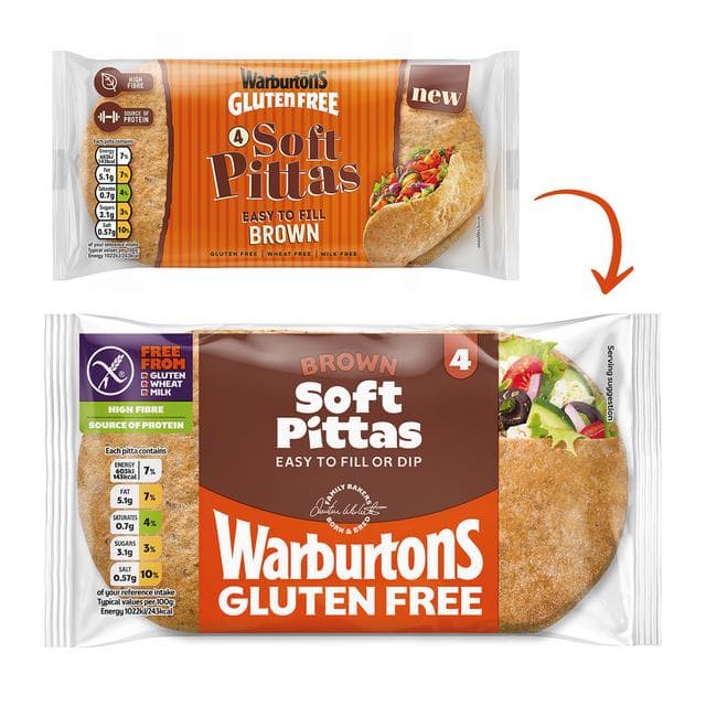 Warburtons Gluten Free Brown Soft Pittas x4 - gallery image 2