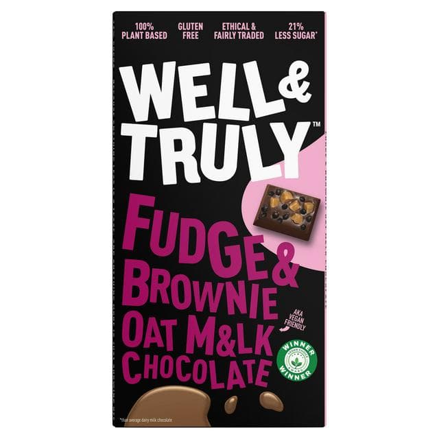 Well & Truly Fudge & Brownie Oat Milk Chocolate 90g - gallery image 1