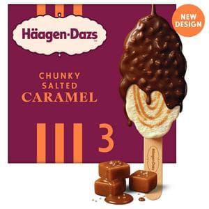 Haagen-Dazs Chunky Salted Caramel Ice Cream Sticks 3 x 80ml
