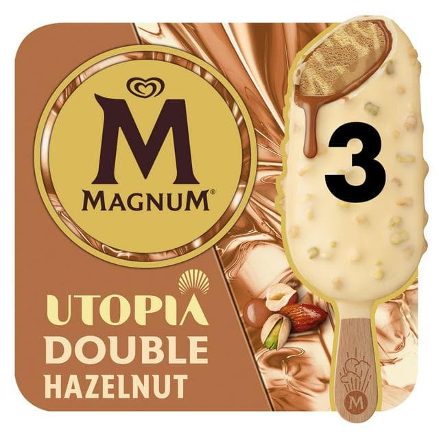 Magnum 3 x 85ml Utopia Double Hazelnut Ice Cream Sticks - gallery image 1