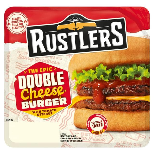 Rustlers the Epic Double Cheese Burger with Tomato Ketchup 145g - gallery image 1