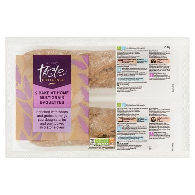 Sainsbury's Bake at Home Multigrain Baguettes, Taste the Difference 2 x 125g - gallery image 1