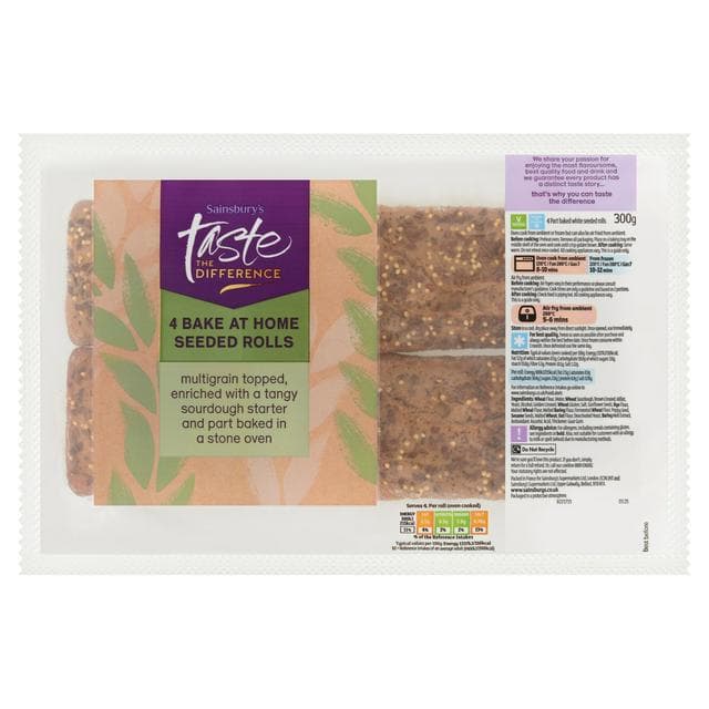 Sainsbury's Bake at Home Seeded Rolls, Taste the Difference x4 75g - gallery image 1