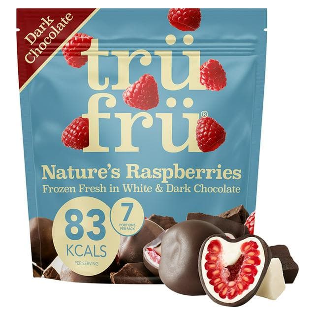 trufru Nature's Raspberries in White & Dark Chocolate 200g - gallery image 1