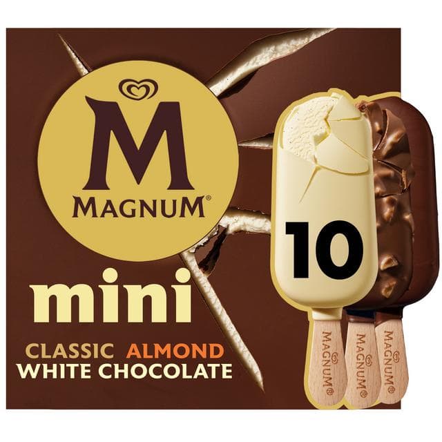Magnum Mini Classic 10 x 55ml Almond & White Chocolate Ice Cream Sticks - gallery image 2