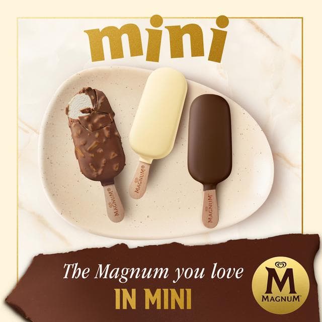Magnum Mini Classic 10 x 55ml Almond & White Chocolate Ice Cream Sticks - gallery image 3