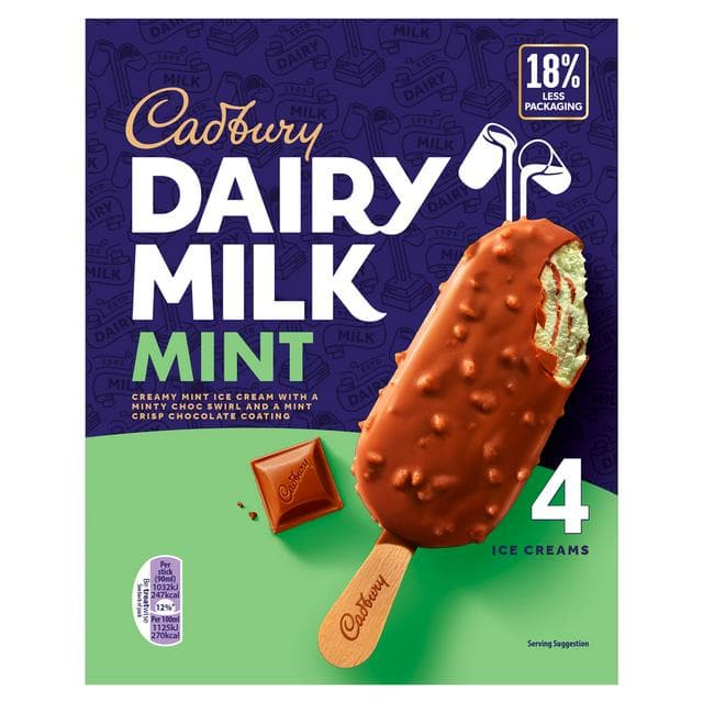 Cadbury Dairy Milk Mint Ice Cream 4 x 90ml - gallery image 1