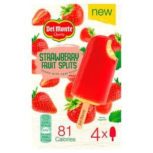 Del Monte Strawberry Fruit Splits 4 x 73ml