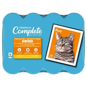 Sainsbury's 12 x 400g Complete Nutrition Adult 1 - 7 Years Poultry Selection in Jelly