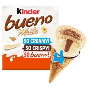 Kinder Bueno White Ice Cream Cones 4 x 90ml