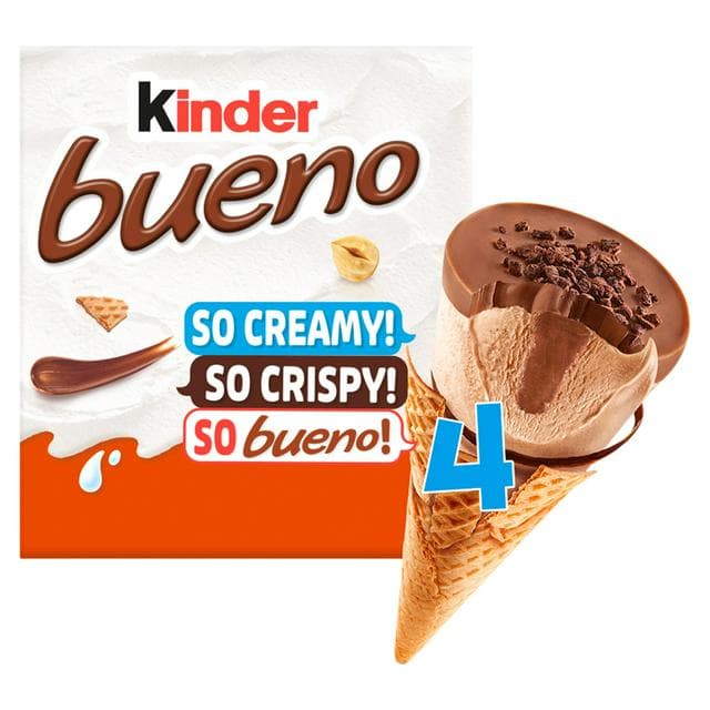 Kinder Bueno Classic Ice Cream Cones 4 x 90ml - gallery image 1