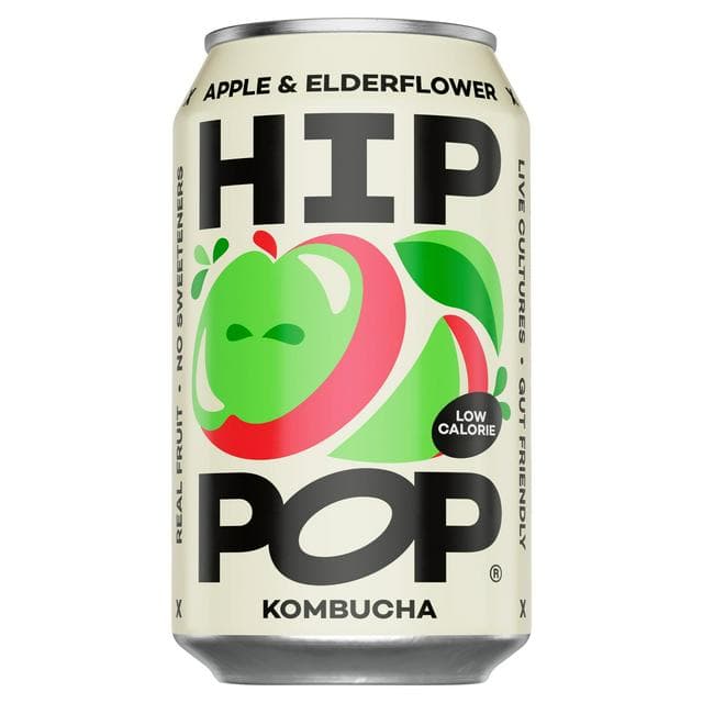 Hip Pop 330ml Apple & Elderflower Kombucha Can - gallery image 1