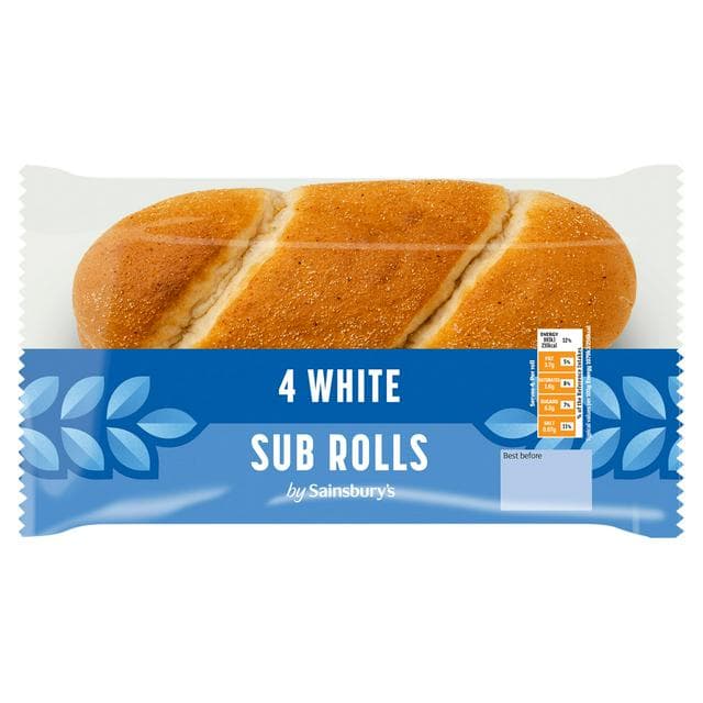 Sainsbury's White Sub Rolls x4 - gallery image 1