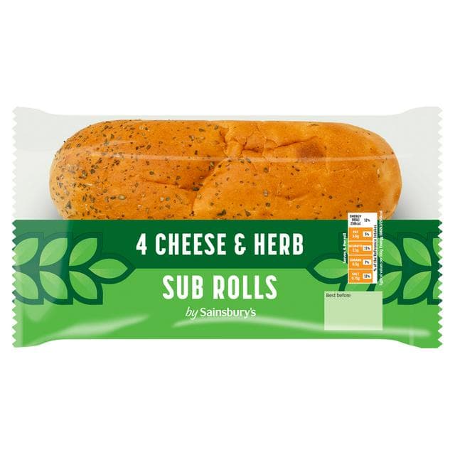 Sainsbury's Cheese & Herb Sub Rolls x4 - gallery image 1