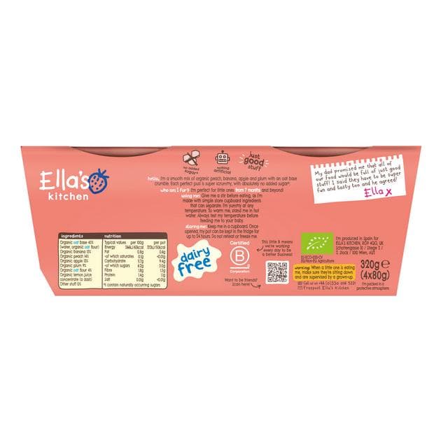 Ella's Kitchen Peach & Banana Crumble 7+ Months 4 x 80g - gallery image 3