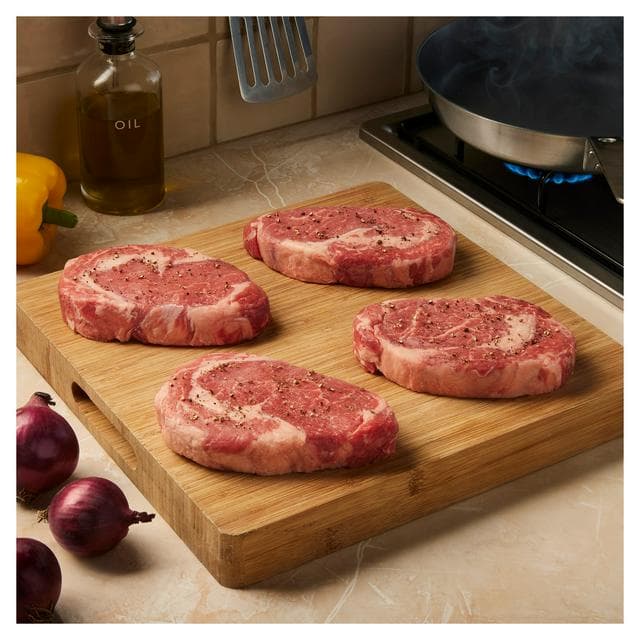 Sainsbury's 4 x 285g Aberdeen Angus Ribeye Steaks, Taste the Difference - gallery image 1