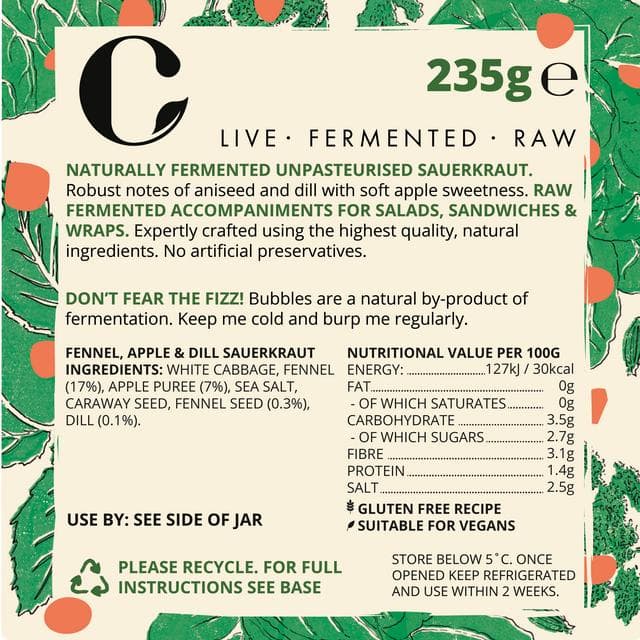 The Cultured Collective Fennel, Apple & Dill Sauerkraut 235g - gallery image 5