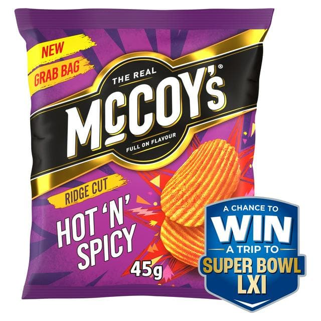 McCoy's 45g Ridge Cut Hot 'N' Spicy Flavour Potato Crisps - gallery image 1