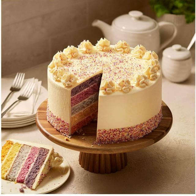 Sainsbury's 2.6kg Extra Large Rainbow Layers Celebration Cake, Taste the Difference - gallery image 2