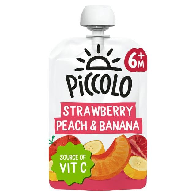 Piccolo Organic Strawberry, Banana & Peach Smooth 4+ Months 100g - gallery image 1