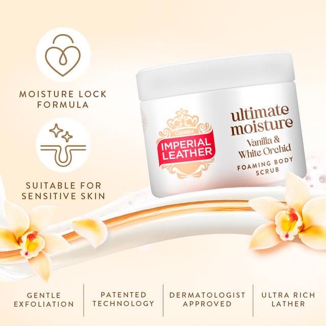 Cussons Ultimate Moisture Vanilla & White Orchid Foaming Body Scrub 225ml - gallery image 2