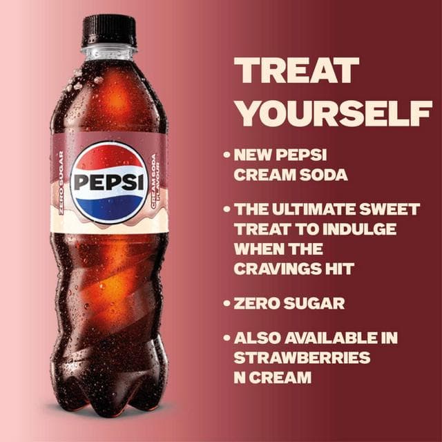 Pepsi 500ml Cream Soda Flavour Cola Zero Sugar Bottle - gallery image 2