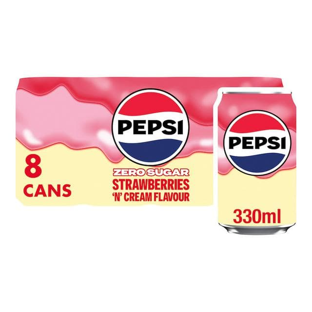 Pepsi Treats Strawberries N Cream Flavour Cans 8 x 330ml - gallery image 1