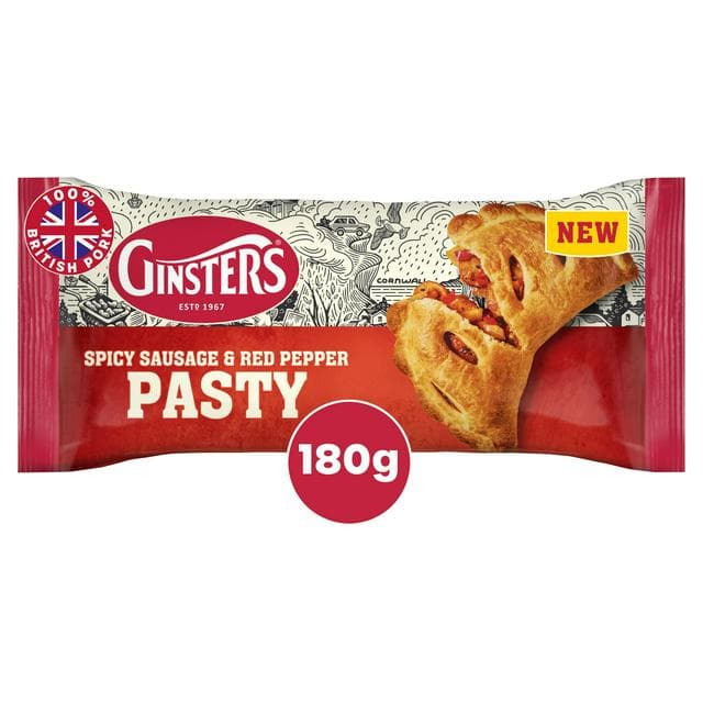 Ginsters Spicy Sausage & Red Pepper Pasty 180g - gallery image 1