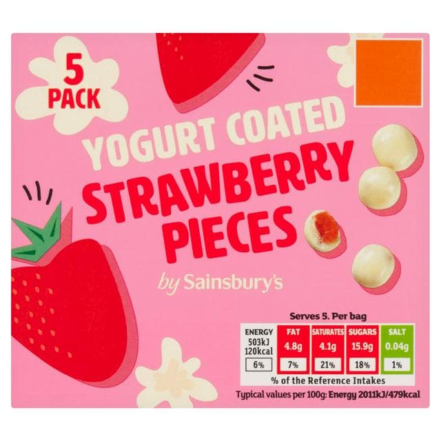 Sainsbury's Yogurt Coated Strawberry Pieces 5 x 25g - gallery image 1