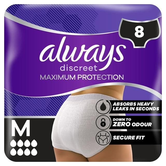 Always Discreet Incontinence Pants Maximum Protection Size M x8 - gallery image 1