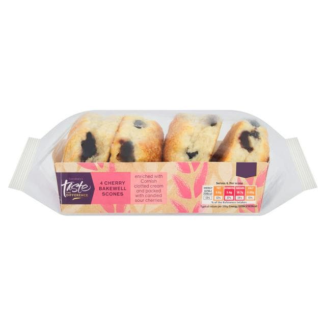 Sainsbury's 4 x Cherry Bakewell Scones, Taste the Difference - gallery image 1