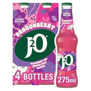J2O 4 x 275ml Dragonberry Blackberry & Dragon Fruit Flavour, Sunshine Edition