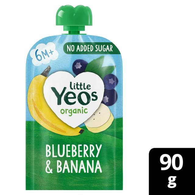 Yeo Valley Little Yeos Organic Blueberry & Banana Whole Milk Smooth Yogurt 6M+ 90g - gallery image 1