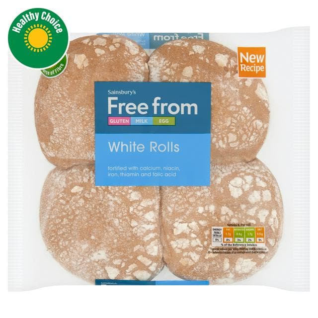 Sainsbury's Free From 4 x White Rolls - gallery image 1
