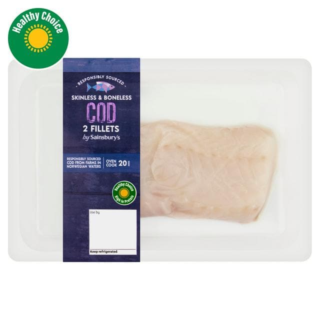 Sainsbury's Skinless & Boneless Cod Fillets x2 250g - gallery image 1