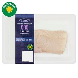 Sainsbury's Skinless & Boneless Cod Fillets x2 250g