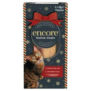Encore 3 x 30g Festive Cat Treat Pouches
