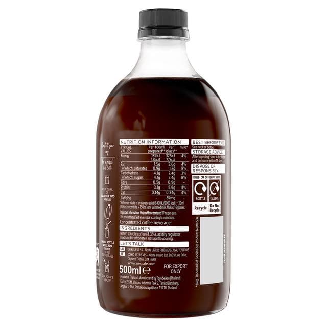 Nescafe Iced Coffee Espresso Concentrated Unsweetened 500ml - gallery image 2