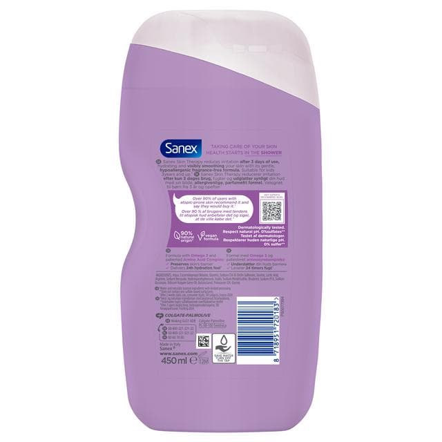 Sanex Skin Therapy Anti Itchiness & Anti Irritation Shower Gel Body Wash 450ml - gallery image 2