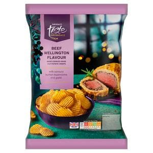 Sainsbury's 150g Beef Wellington Flavour Hand Cooked Ridge Cut Potato Crisps, Taste the Difference