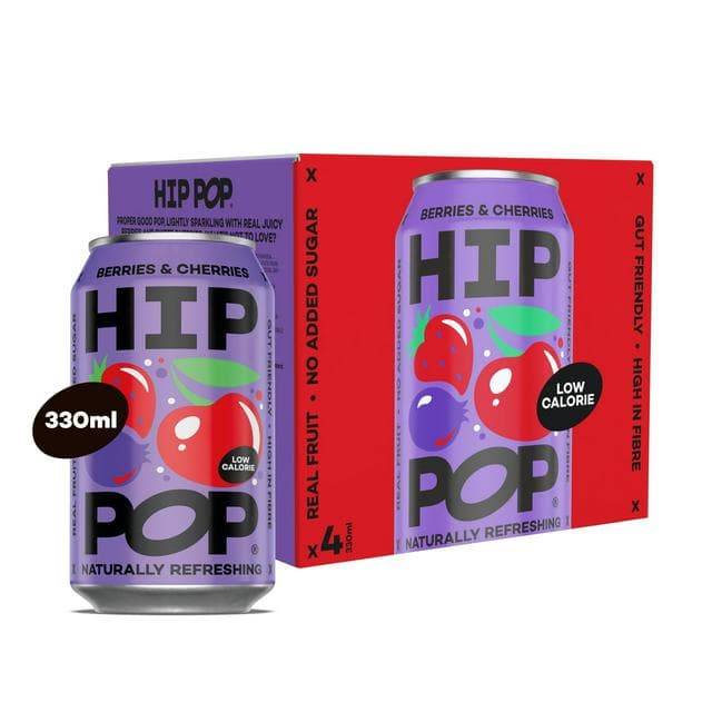 Hip Pop Berries & Cherries 4 x 330ml - gallery image 1