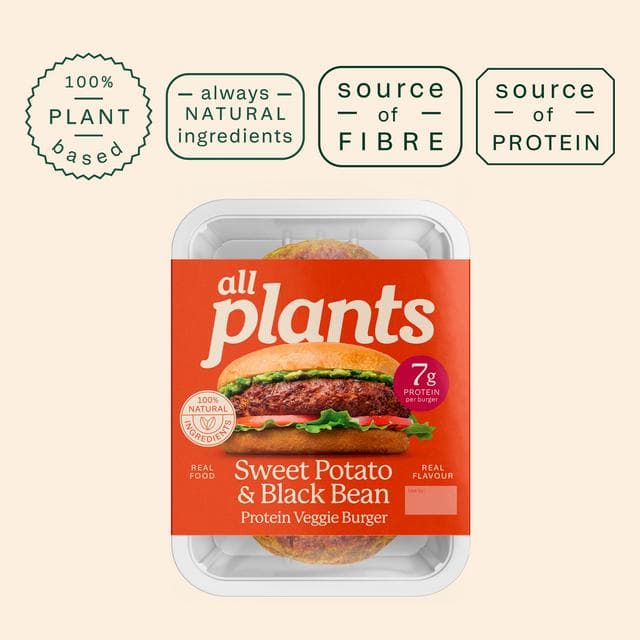 Plants Sweet Potato, Black Bean & Chipotle Protein Veggie Burger 180g - gallery image 3