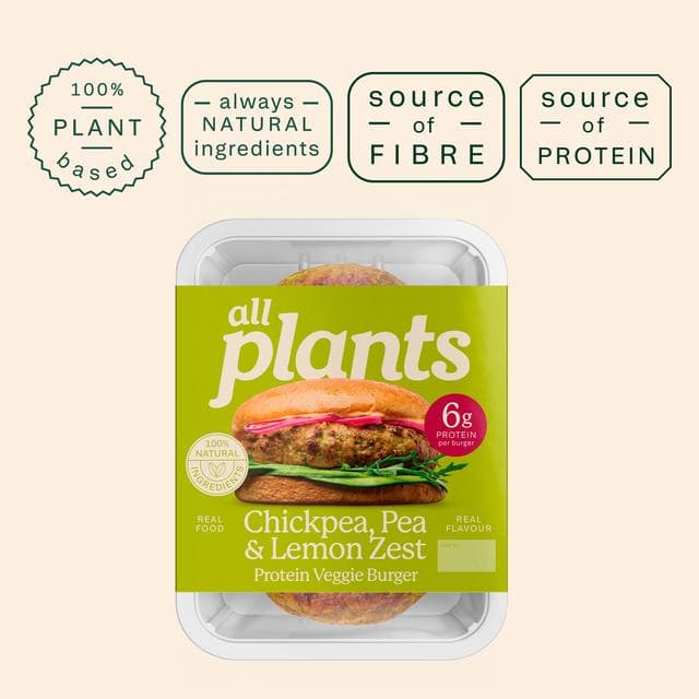 Plants Chickpea, Pea & Lemon Zest Protein Veggie Burger 180g - gallery image 3